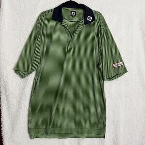 FootJoy Polo Shirt Mens XL Green Stripe Titleist Golf Performance Short Sleeve